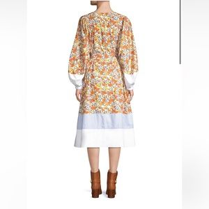 Tory Burch Ivory Blossom Ditsy Cotton Midi Dress